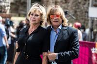 Carmen Russo with Enzo Paolo Turci arrive to pay tribute to the funeral of Raffaella Carra in the Church of Santa Maria in Ara Coeli in Rome, Italy, 09 July 2021. ANSA/ANGELO CARCONI